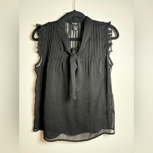 BOB MACKIE STUDIO | Black Front Tie Sleeveless Blouse
